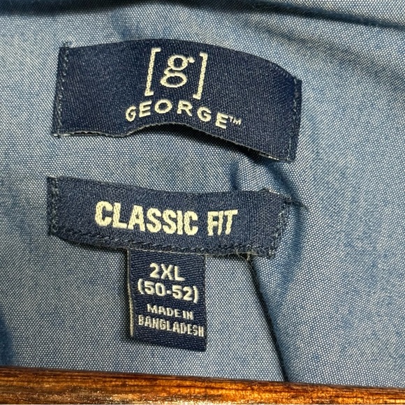 George Classic Fit Blue Plaid Men's Shirt Long Sleeve Size 2XL (50-52) - Picture 3 of 8